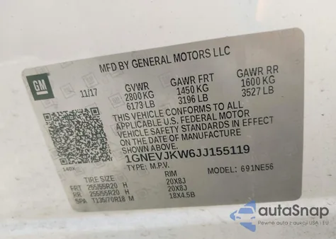 2018 Chevrolet Traverse Premier from USA, damaged, VIN 1GNEVJKW6JJ155119